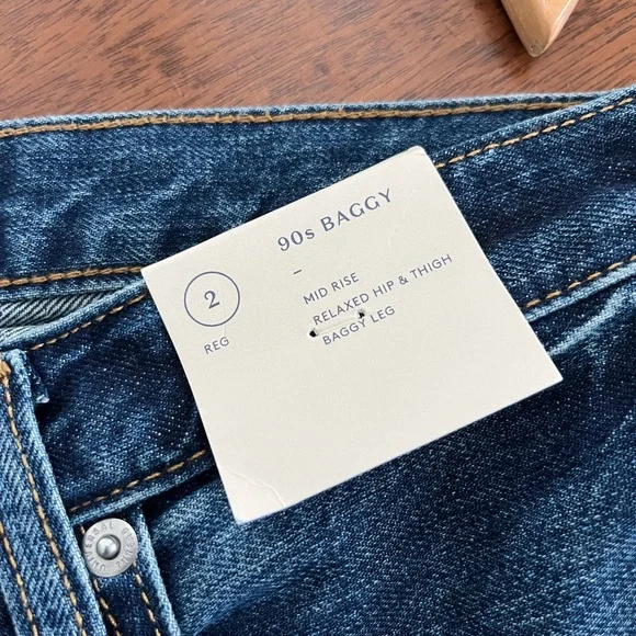 Target Dark Wash 90’s Baggy Denim Jeans and Cream t-shirt set - Picture 5 of 11